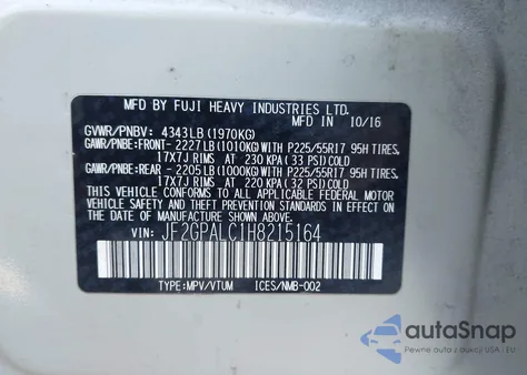 2017 Subaru Crosstrek 2.0I Limited from USA, damaged, VIN JF2GPALC1H8215164